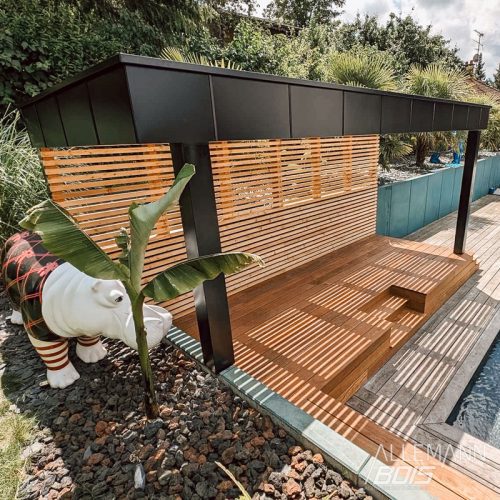 ain de soleil avec auvent en bord de piscine, Allemann Bois